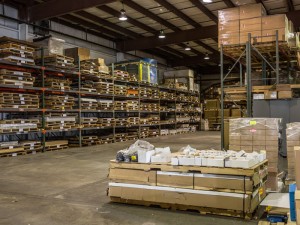 interior of distribution warehouse at HP Manufacturing